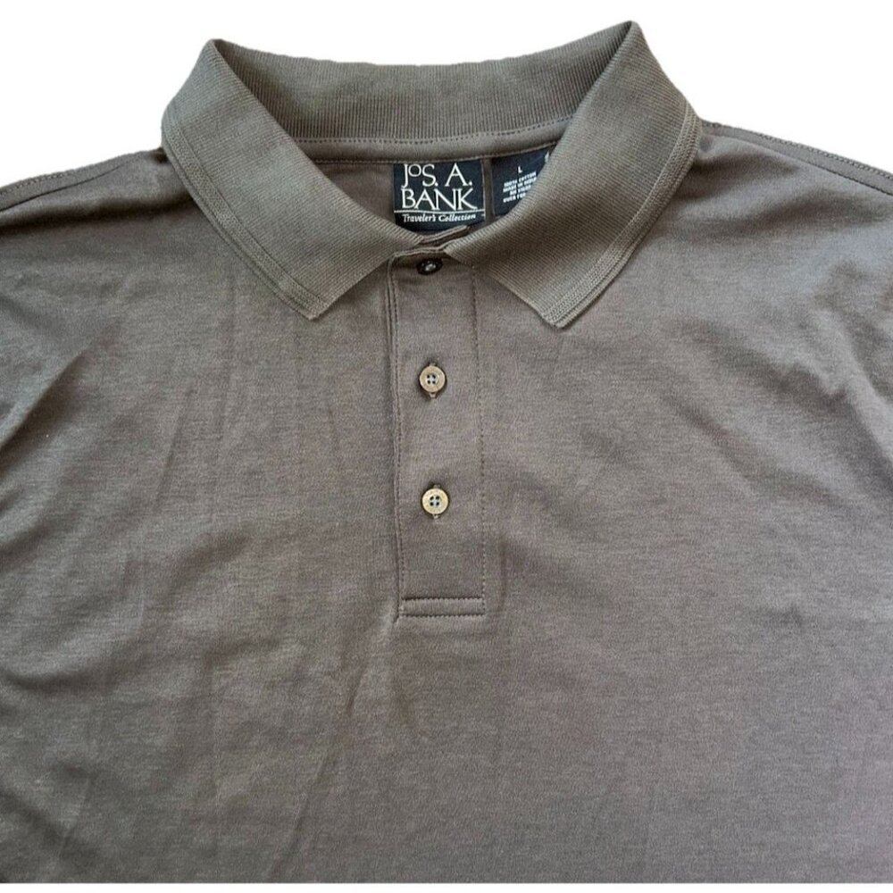 NEW Jos A Bank Traveler Long Sleeve Polo Shirt Size Large Olive Green Cotton - Picture 3 of 6